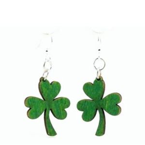 Green Shamrock Laser Cut Light Weight Earrings Made In The USA